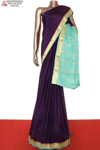 Contrast Classic Pure Mysore Crepe Silk Saree